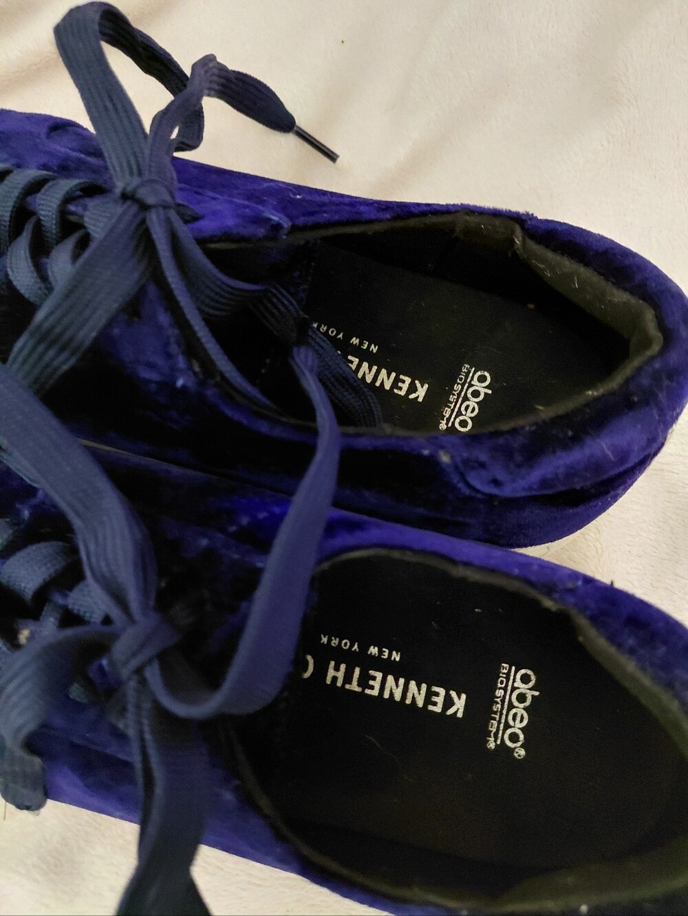 Kenneth Cole Reaction Royal Blue Velvet Lace-Up Sneakers - Picture 5 of 6